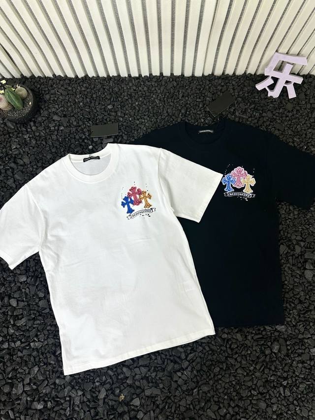 Chrome Hearts Summer Men's and Women's Round Neck Short Sleeve T-shirt with Colo