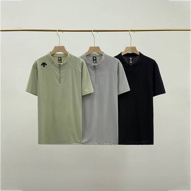 Descente summer men's quick-drying half-zipper short-sleeved T-shirt allows you