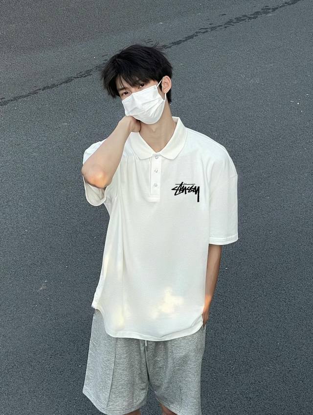 Stussy Stussy logo Polo short-sleeved T-shirt Select high-quality mesh quick-dry