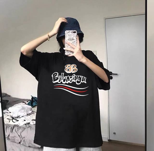 Balenciaga Coke Bb round neck short sleeve half sleeve T-shirt The fabric is mad