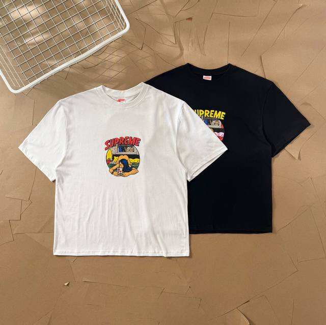 Supreme Ss25 Week1 Bedroom Tee Short-sleeved American trendy T-shirt with circul