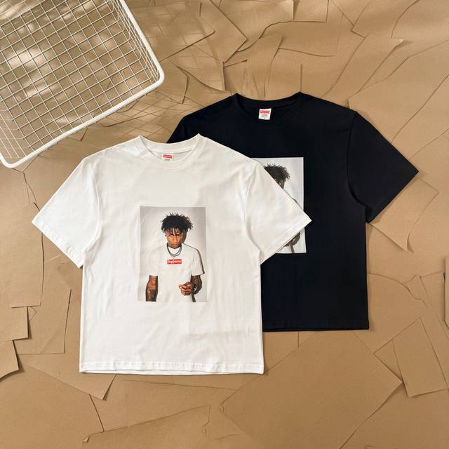 Supreme rapper printed round neck short-sleeved T-shirt American fashion brand S