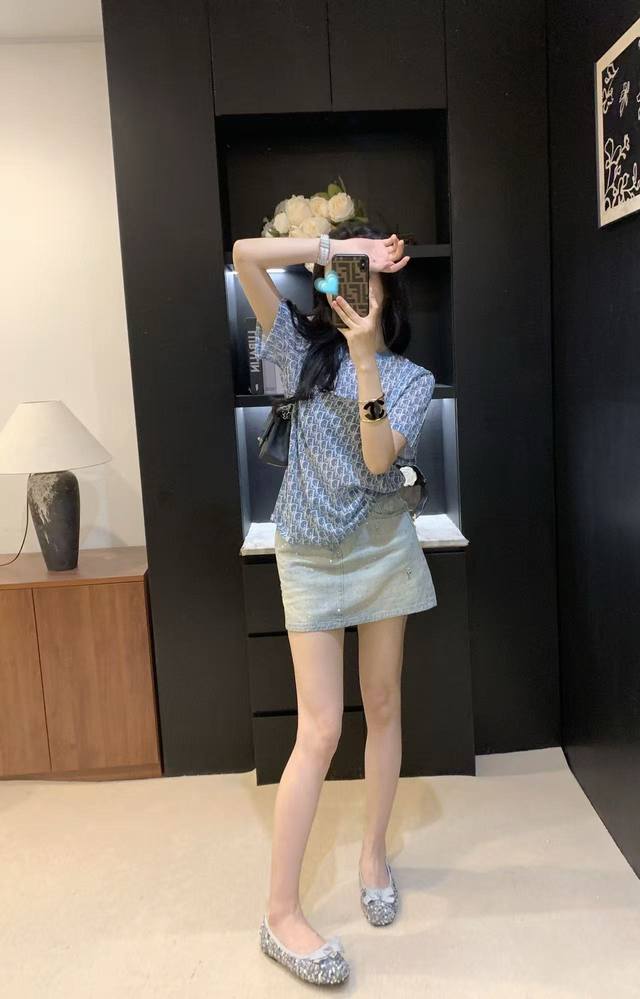 Dior Dior full print monogram print semi-perspective mesh short sleeves Style nu