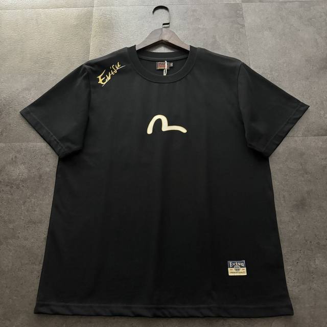Evisu Fushen 2025 new seagull painted eagle letter koi short sleeve Color: black