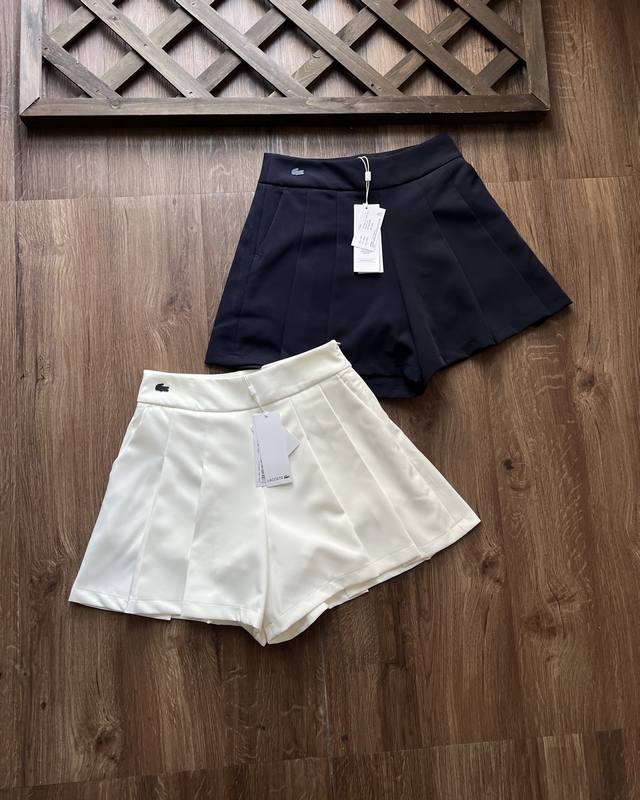 Lacoste French Crocodile Women's Fashion Pleated Casual Solid Color Shorts Sport