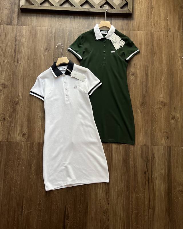 Lacoste French Crocodile Women's Summer Leisure Ribbed Cotton Short Sleeve Polo