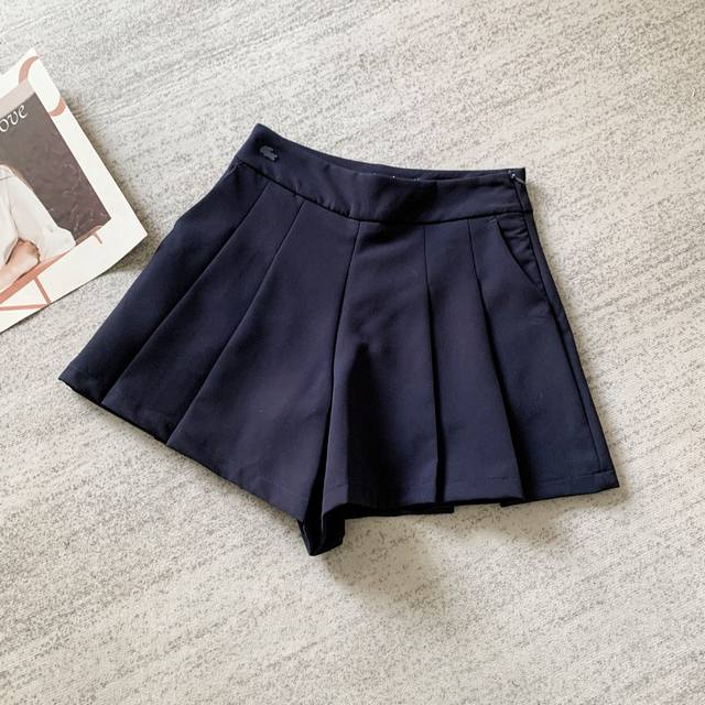 Lacoste French Crocodile Women's Fashion Pleated Casual Solid Color Shorts Sport