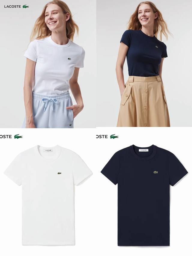 Solid color simple Lacoste French fish house women's clothing solid color cotton