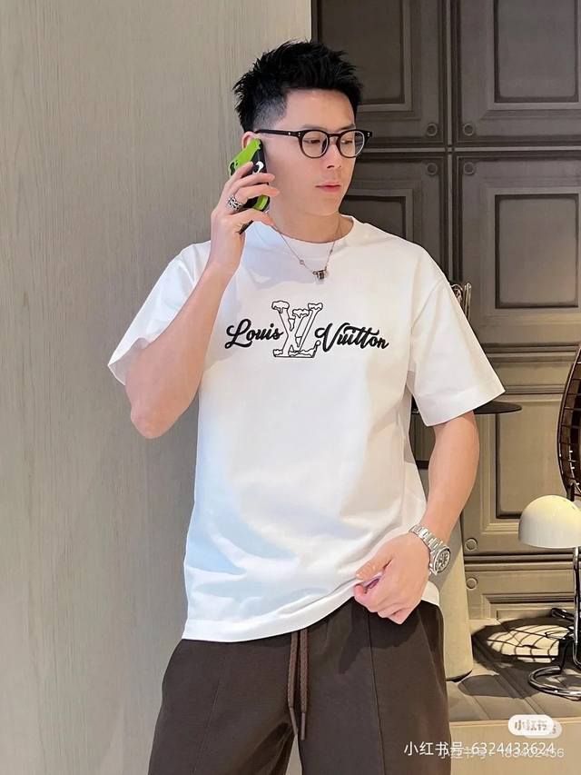 Lv new small logo letter embroidery round neck short sleeve 31 Louisvuitton offi