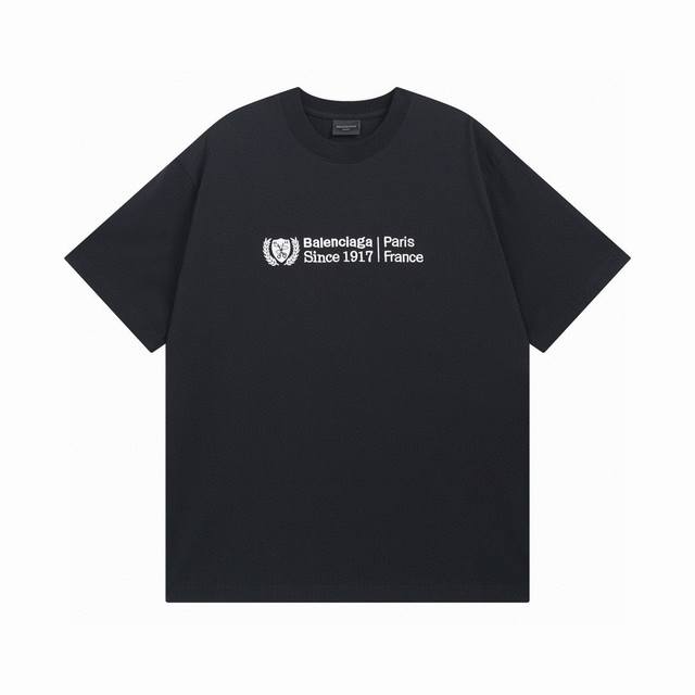 Balenciaga 2025 Ss front wheat ear scissors badge embroidered short-sleeved T-sh