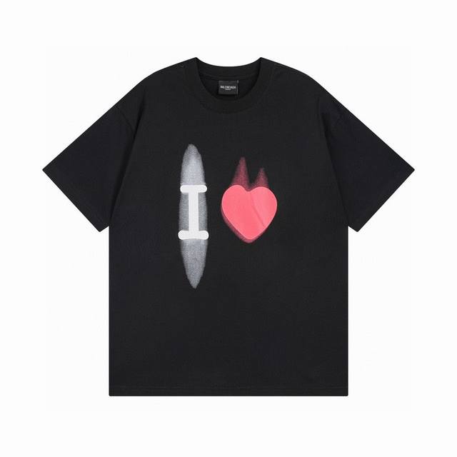 Balenciaga 2025 Ss love graffiti embroidered short-sleeved T-shirt The quality o