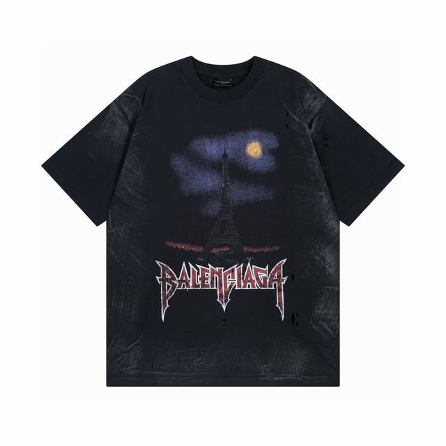 Balenciaga 2025 Ss Eiffel Tower inkjet graffiti hand-painted gradient color prin