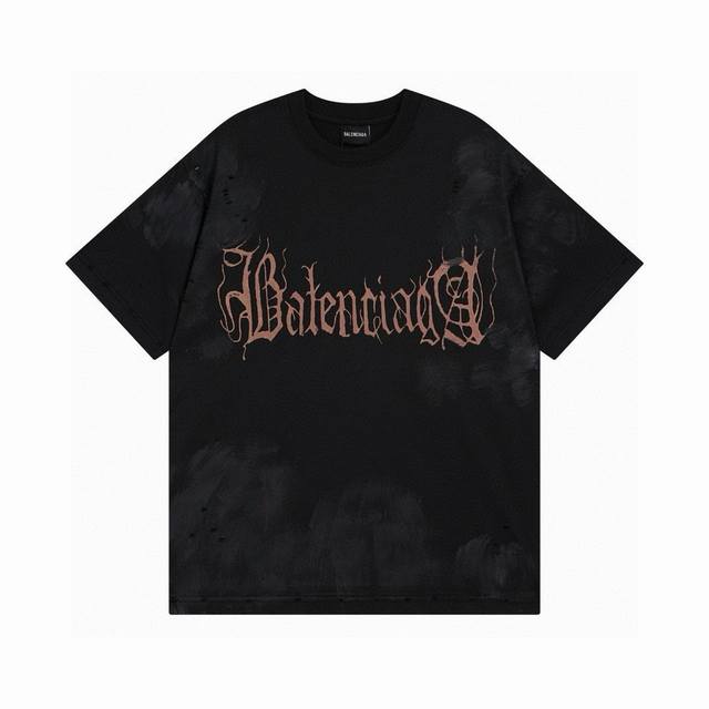Balenciaga 2025 Ss latest Sanskrit letter Logo hand-painted worn and distressed