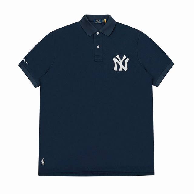 Ralph Lauren X Ny Mlb Joint New Embroidered Horse Logo Polo Lapel Basic Short Sl