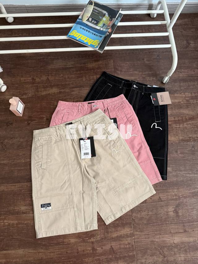 Evisu Fushen 25Ss Seagull Printed Work Shorts Heavy cotton gauze | Embroidery +