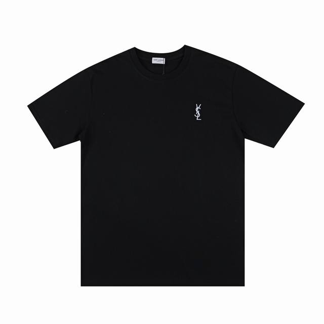 Ysl Saint Laurent classic small logo embroidery jacquard short sleeves High dens