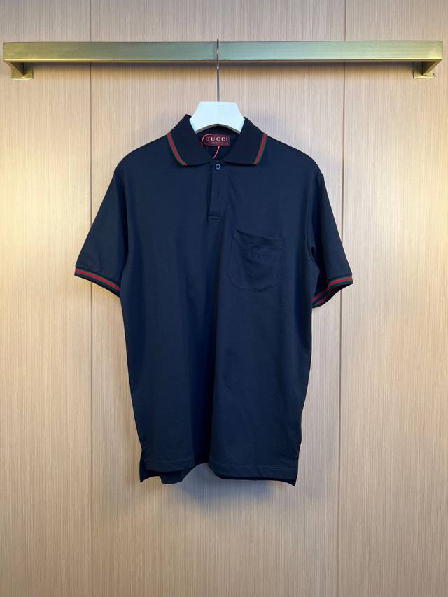 Gucci logo tricolor webbing polo shirt Size: S-Xl Customized triangular pearl la