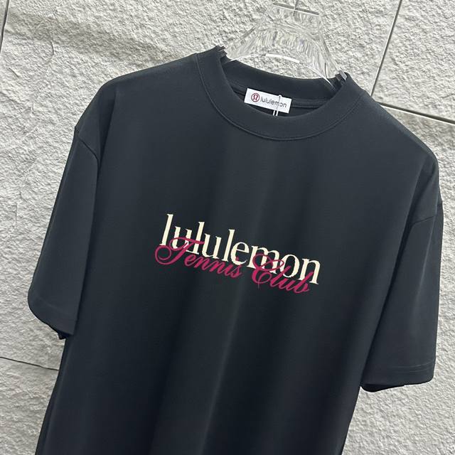 Lulu*Lemon*Lulu 2025 spring and summer new short-sleeved T-shirt with pink lette