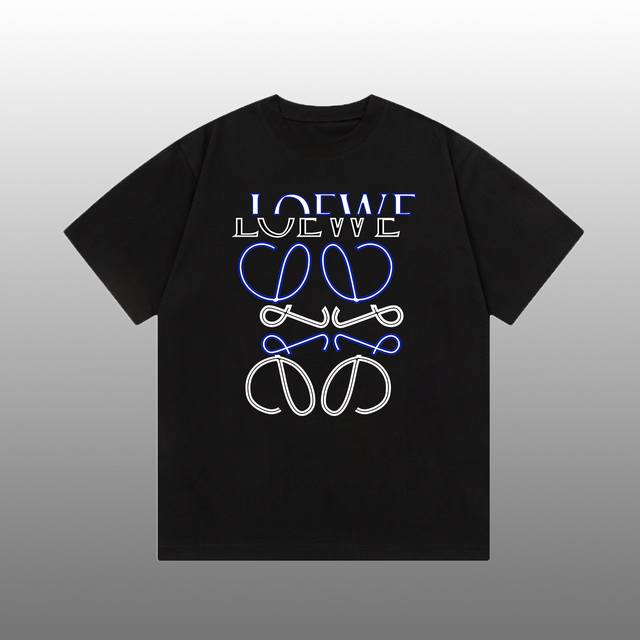 Loewe printed logo versatile trendy short-sleeved T-shirt tag collar label washi