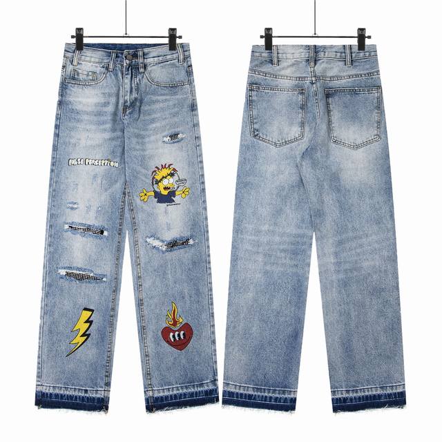8201 False Perception Carhartt Double Knee Lumberjack Cartoon Graffiti Ripped Wa