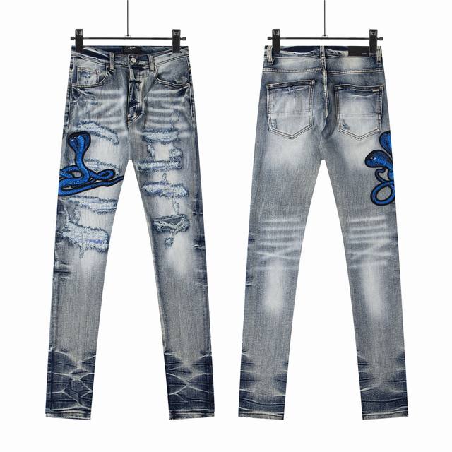 8191 Top version Amiri classic embroidered leather Snake Year limited edition ri