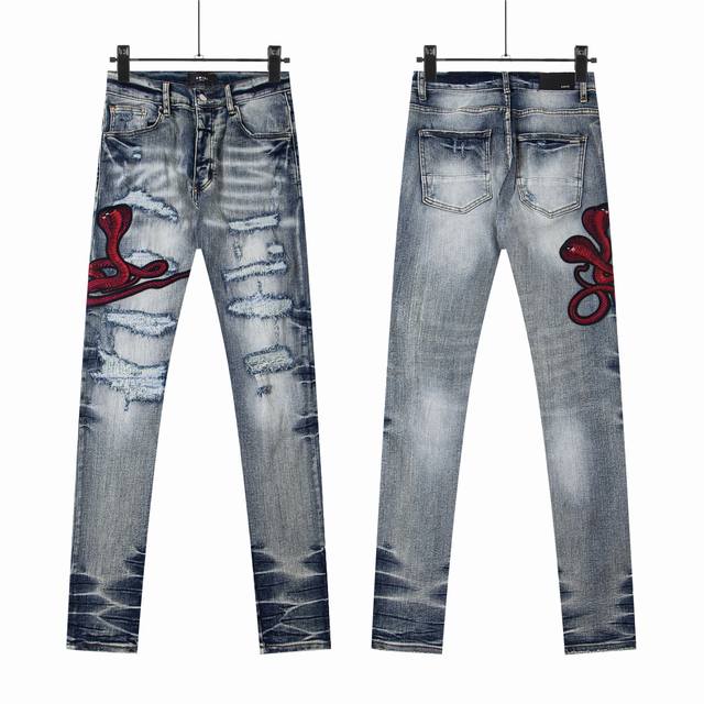 8192 Top version Amiri classic embroidered leather Snake Year limited edition ri