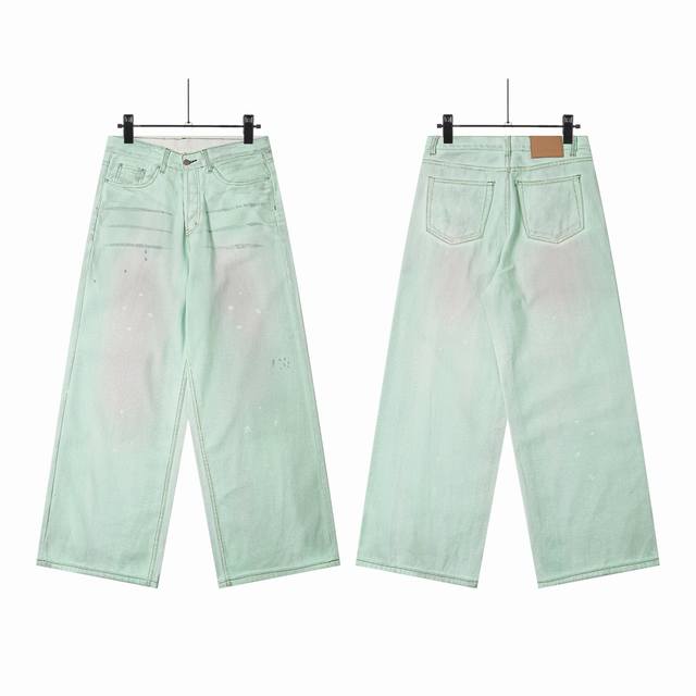 8182 Acne Studios 1981 retro mint green fluorescent coating mud-dyed hand-painte