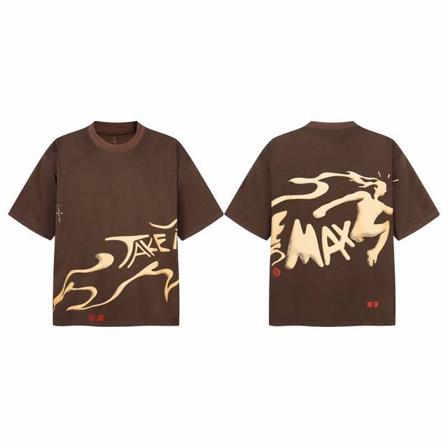 Tr23 Travis Scott Cactus Jack Fw22 Letter Logo Printed Retro Short Sleeve T-shir
