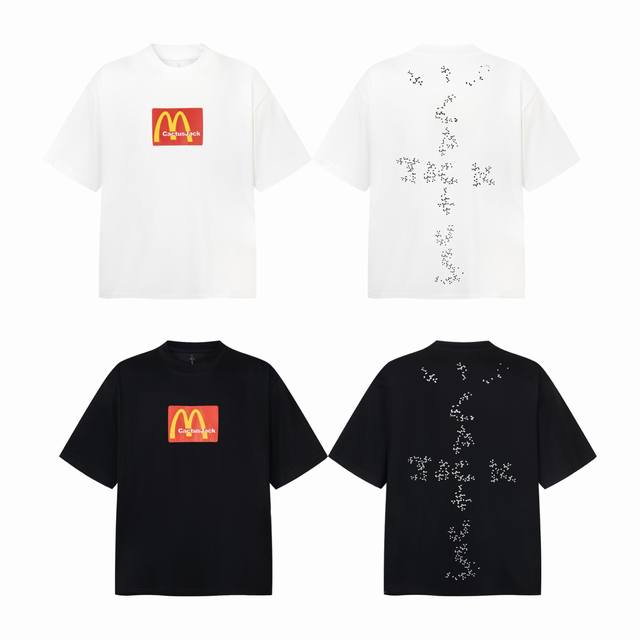 Tr13 Travis Scott Cactus Jack joint Ts McDonald's foaming print retro short-slee
