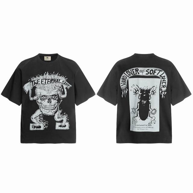 Vt9243 Saint Michael cartoon skull "eternal saint" punk style print retro washed