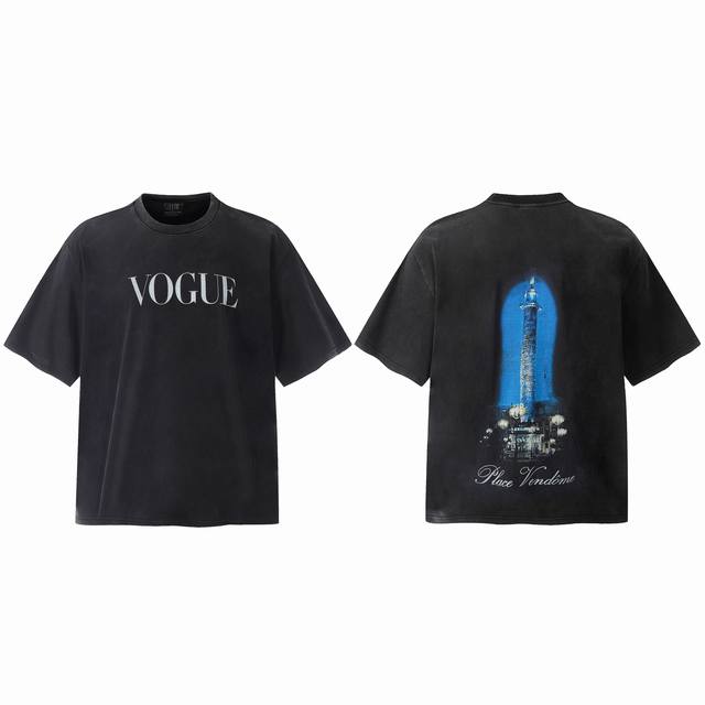 Vt9186 Paris style night view French lighthouse letter print retro short sleeve