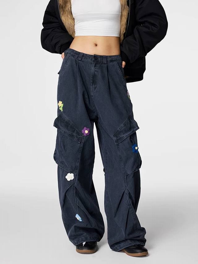 Style No. Xk3222 American retro multi-pocket straight overalls, American loose f