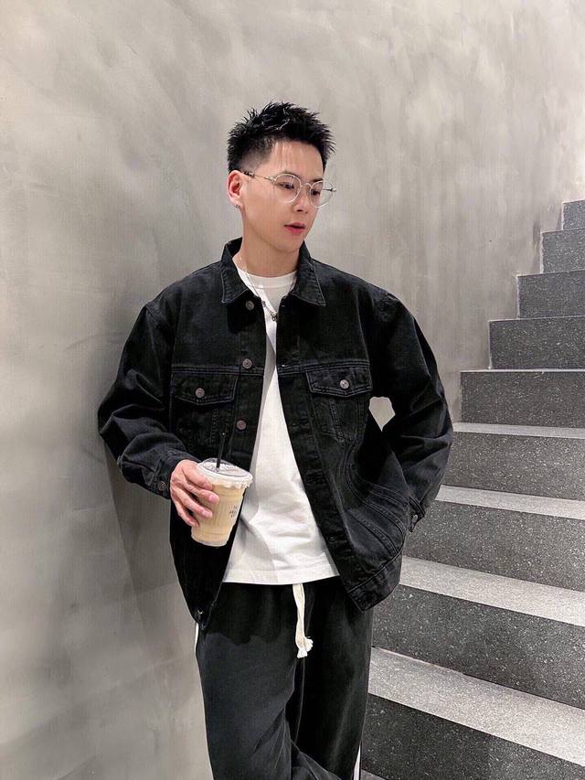 Luminous Bearltongs High-end Double B Graffiti Luminous Retro Washed Denim Jacke