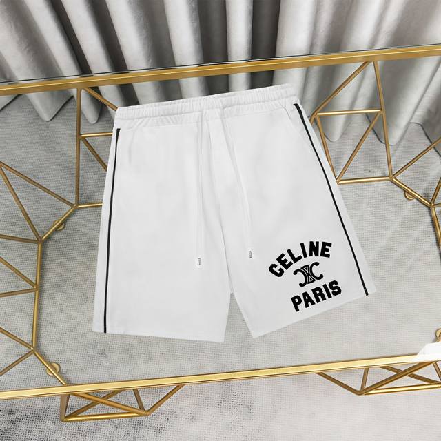 Celine printed cotton shorts and sweatpants 1:1 matching fabric 390g terry high