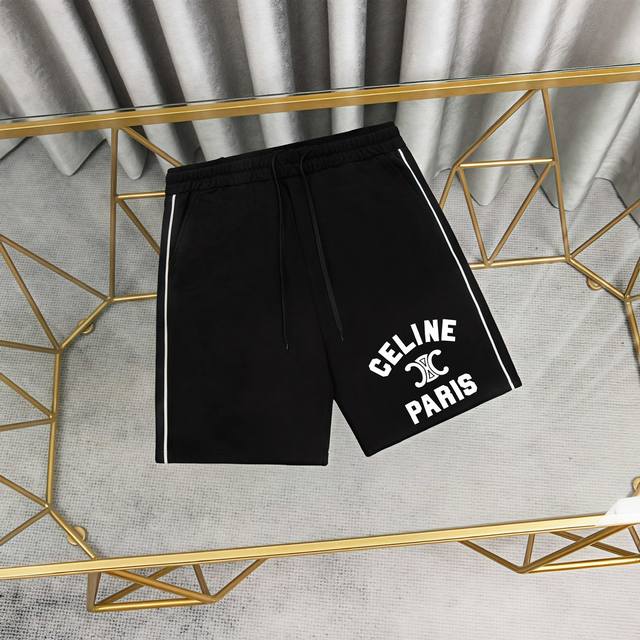 Celine printed cotton shorts and sweatpants 1:1 matching fabric 290g terry high