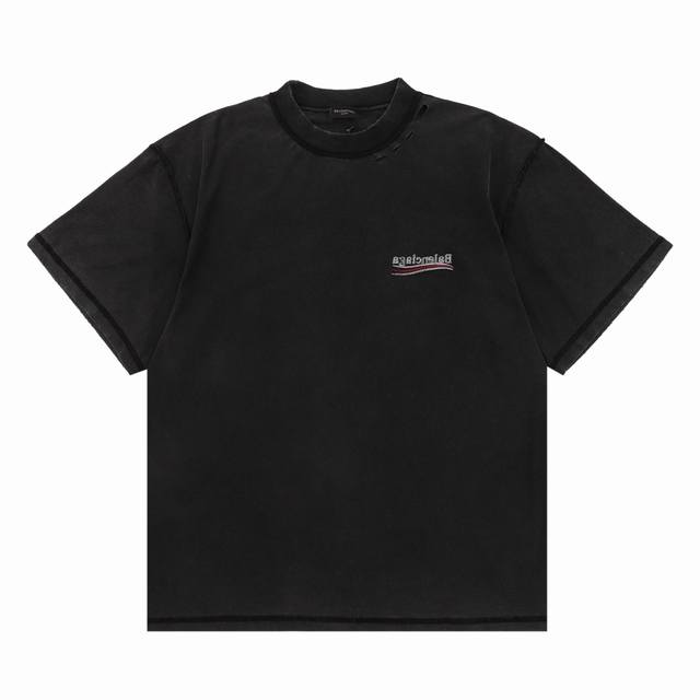 Balenciaga double-sided reverse washed cola short-sleeved T-shirt Size: Xs-L