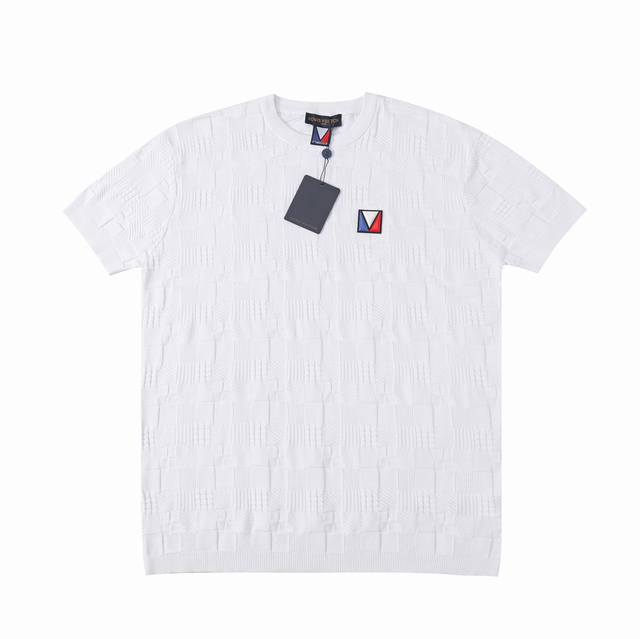 Lv Early Spring New 37th America's Cup Flag Epoxy Pattern Short Sleeve Knitted S