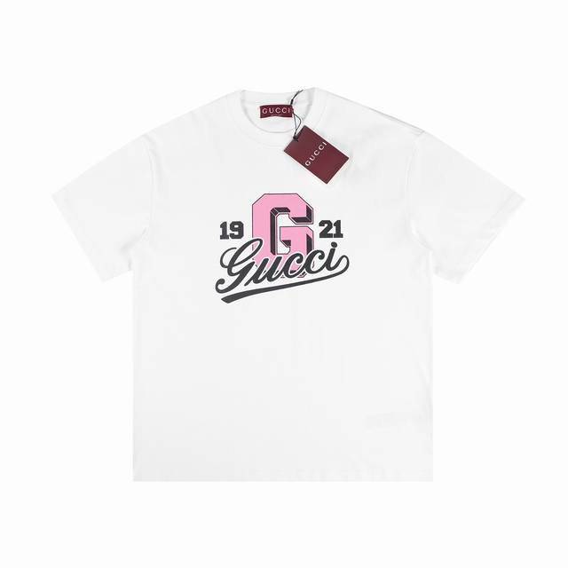 Gucci, 25Ss new pattern letter logo print round neck T-shirt short sleeves In th