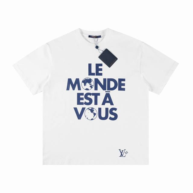Lv Ss25 Early Spring Printed Back Mirror Brand Logo Short Sleeve T-shirt Using o