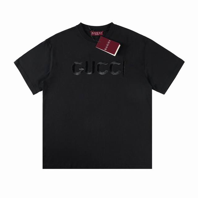 Gucci new classic style letter front embroidered short sleeves Fabric - 320g dou