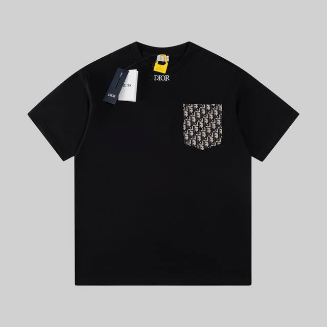 Top original embroidered patchwork fabric with chest pocket short-sleeved T-shir