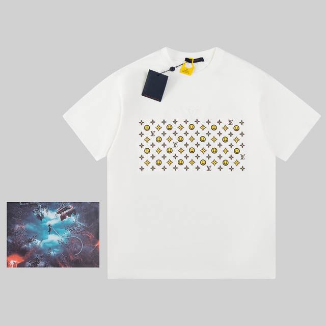 gift box high version 1V new joint smiley face print short-sleeved T-shirt uses