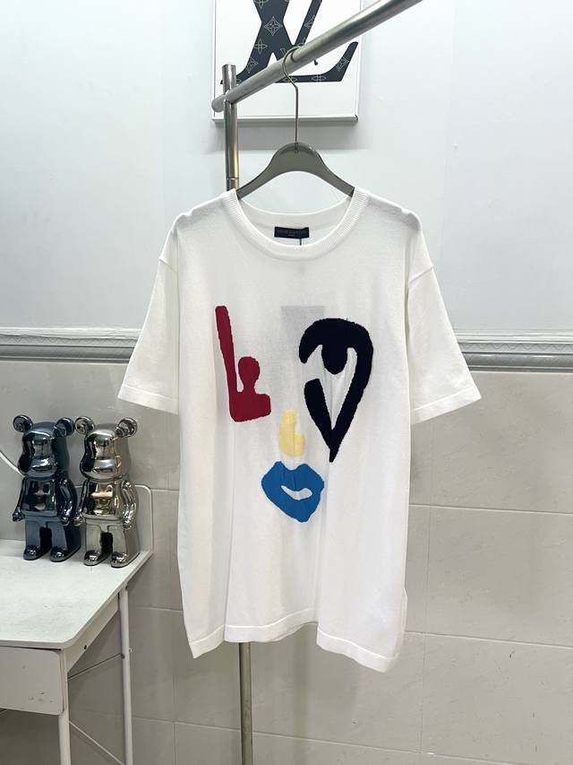 Style No. R066 Louis Vuitton smiley face jacquard knitted short-sleeved T-shirt