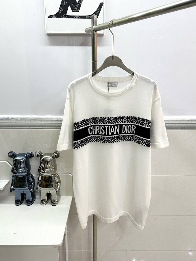 Style No. R012 Dior classic Dior logo striped contrasting knitted short-sleeved