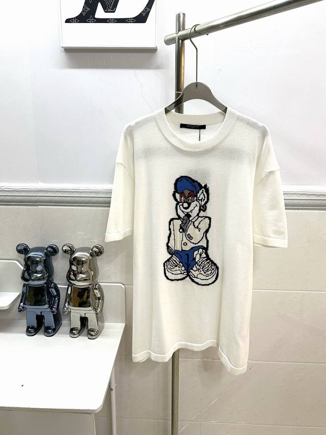 Style No. R009 Louis Vuitton cartoon pattern jacquard knitted short-sleeved T-sh