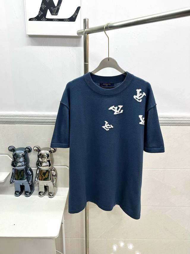 Style No. R007 Louis Vuitton jazz trumpeter pattern jacquard knitted short-sleev