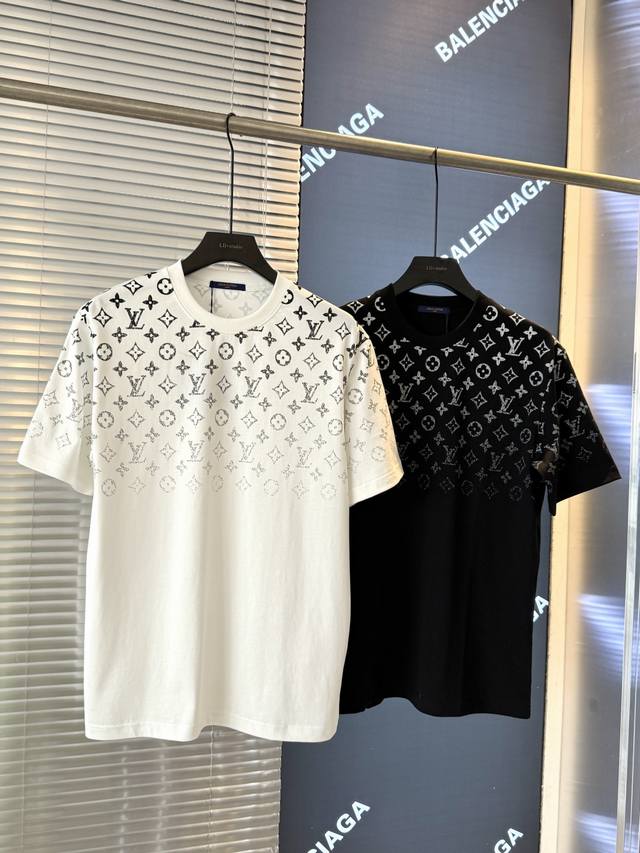 Lv Louis Vuitton starry sky logo 300g round neck heavy industry logo brand short