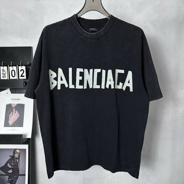 Top version Balenciaga masking paper yellow tape fried snowflakes unisex short s
