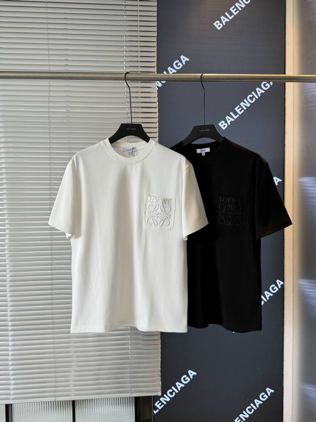 Loewe classic chest pocket embroidered T-shirt short sleeve embroidered washed s