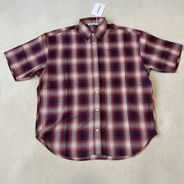 Acne Studios red plaid stun short-sleeved shirt